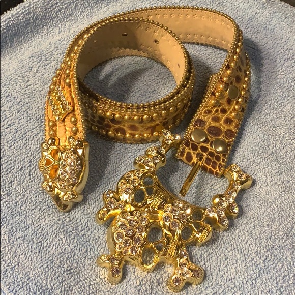 COPY - BB SIMON Skull Bling rhinestone belt main image 5